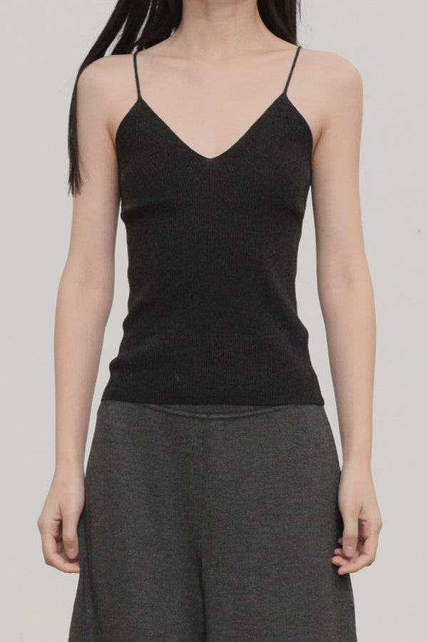 SWAYING V-neck knitted camisole series SW-SW22AW1T04-SHENHUI dark gray PS63
